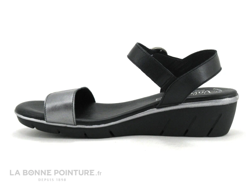 Valerias 6023 Argent - Noir - Sandale Femme Semelle Compensee 5 Valerias 6023 Argent - Noir - Sandale Femme Semelle Compensee – Image 3