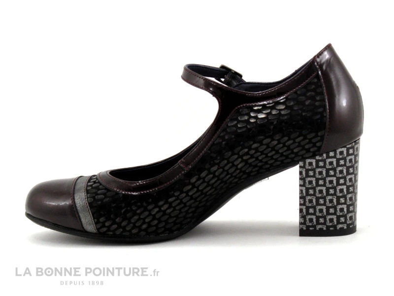 Dorking RODIN Noir Bordeaux Gris - Escarpin Avec Bride 5 Dorking RODIN Noir Bordeaux Gris - Escarpin Avec Bride – Image 3