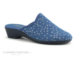 Semelflex COLETTE - Bleu Jeans - Pois Argent - Pantoufle Mule Femme