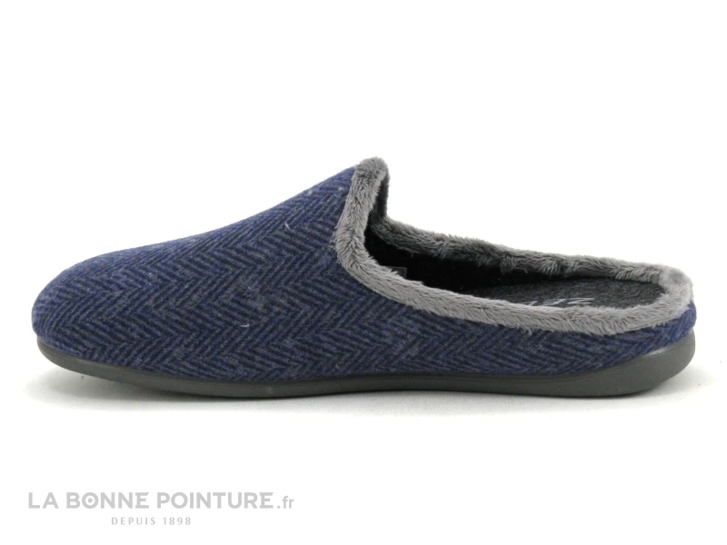 Zels 8581 Bleu Marine Et Gris - Pantoufle Mule Homme 4 Zels 8581 Bleu Marine Et Gris - Pantoufle Mule Homme – Image 2