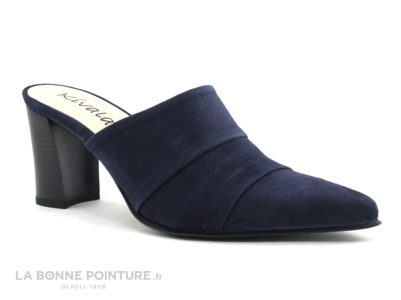 Caty Kivala MUGUET Velours Marine - Sabot Pointu Talon 3 Caty Kivala MUGUET Velours Marine - Sabot Pointu Talon